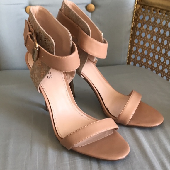 Guess nude color stiletto high heel ankle strap shoes size 8.5 glam sexy party - Picture 15 of 15